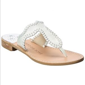 NIB Women’s JACK ROGERS JACKIE Flat Sandals WHITE Croc-Embossed Leather 6.5